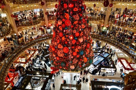 Paris in December, Christmas tree, wonderland, Galeries Lafayette
