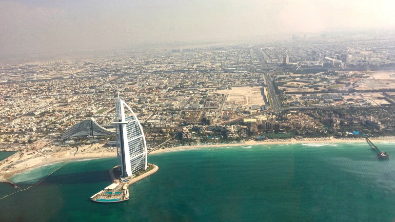 Dubai, aerial view, Burj Al Arab