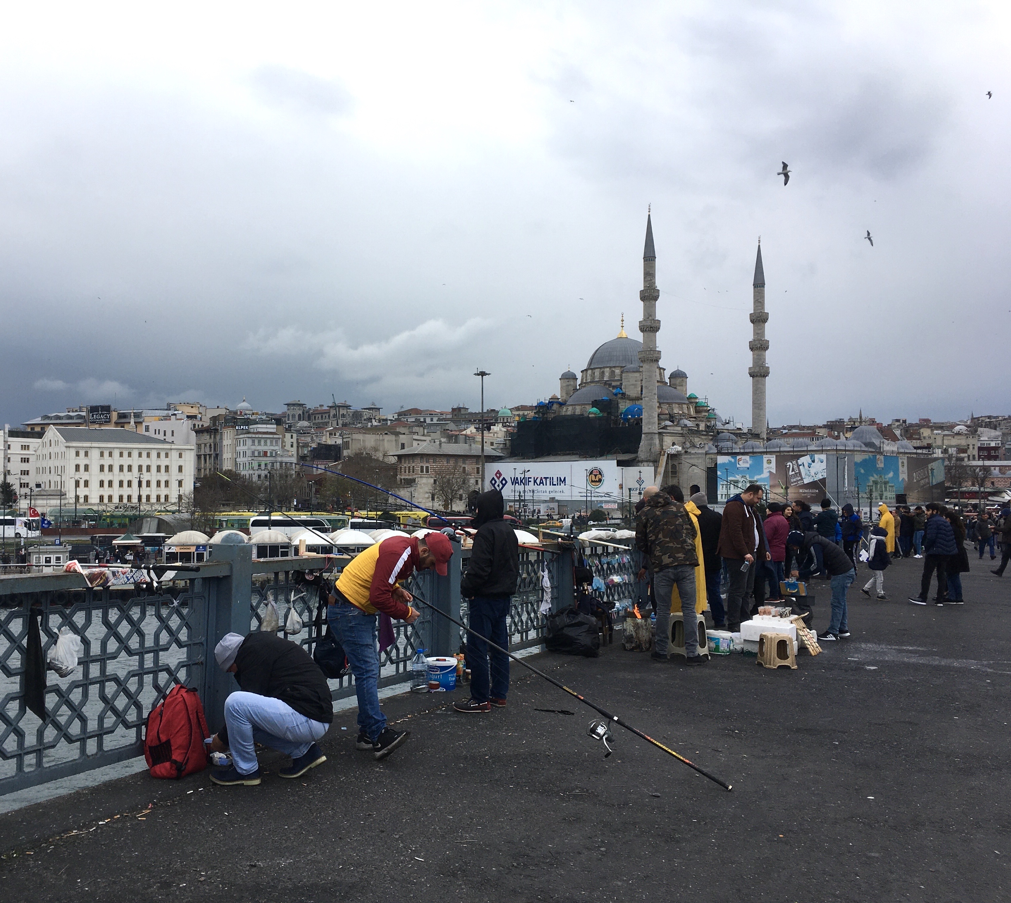 Galata Bridge, Istanbul, fishermen